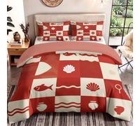 100% Microfibre Animal Cartoon Geometric Bedding Set Kids Childrens 3 Pcs Bedding Set with Zipper Closure Super Soft Square Grid Fish Cover Set