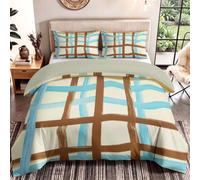 100% Microfibre Cartoon Minimalist Cute Bedding Set Kids Childrens 3 Pcs Bedding Set with Zipper Closure Super Soft Square Grid Wave Cover Set