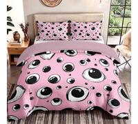 100% Microfibre Trendy Cool Pink Bedding Set Kids Childrens 3 Pcs Bedding Set with Zipper Closure Super Soft Eye Black and White Cover Set