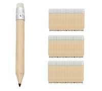 100 Mini Wooden Pencils with Erasers - Half Size, Black Tip, Perfect for Schools & Offices