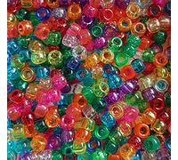 100 Mixed Glitter & Crystal Transparent Pony Beads for Loom Band Craft