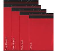100 Mixed Mailing Poly Postal Self Seal Bags 4 Sizes 25 from Each iSOUL Small to Large Mailing Bags Postage Packaging Assorted Mailers Posting Shipping Post Parcel Package Bags Red