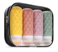 100 ml Silicone Travel Bottles for Toiletries with Labels/Clear Bag, Holiday Travel Essentials Leakproof Refillable Squeeze Travel Size Containers Set for Shampoo and Conditioner