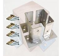 100 Mm Height Stainless Steel Post Base Adjustable Column Bracket For Concrete/Wood, Silver Support Post Sleeve/Metal Post Anchor Plate Kit(16 PCS)