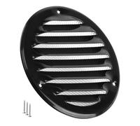 100 mm Round Vent Cover for Wall and Ceiling - 4 Inch Black HVAC Return Air Grille with Mesh Screen - Metal Soffit Vents for Outdoor and Indoor Use - Ventilation Grille for Bathroom Kitchen