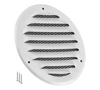 100 mm Round Vent Cover for Wall and Ceiling - 4 Inch White HVAC Return Air Grille with Mesh Screen - Metal Soffit Vents for Outdoor and Indoor Use - Ventilation Grille for Bathroom Kitchen
