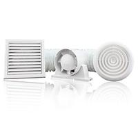 100 mm Ultra Quiet Shower Inline Fan Complete Kit Low Noise Bathroom Supply Extract Air CE IPX4 Rated Damp Moist Condensation Control Toilet Bathroom En-Suite High Pressure Kit 100mm Run on Timer