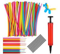 100 Modelling Balloons, Long Balloon for Tying, Balloon Animal Making Kit with Pump and Eye Stickers, Big Balloons for Kids Party Decorations and Fun Activities