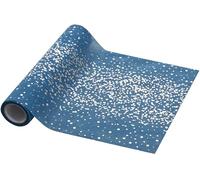 100%Mosel Non-woven Table Runner Silver Dots, in Dusky Blue (20 cm x 5 m), Christmas Table Decoration - Metallic Print - decorative ribbon - elegant decoration for dinner parties