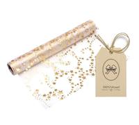 100%Mosel Table Runner Gold Stars - Organza Fabric Roll - 28 cm x 5 m - Gold Metallic Print - Christmas Table Decoration- Wedding - Party