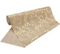 100%Mosel Table Runner Jute Look - Gold Stars (28 cm x 5 m) - Elegant Table Decoration for Christmas & Advent Season - Festive Decoration for Special Occasions