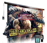 100" Motorized Projector Screen - Indoor and Outdoor Movies Screen 100 inch Electric 16:9 Projector Screen W/Remote Control