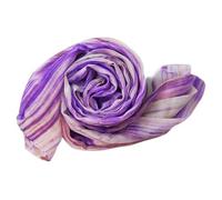 100% Mulberry Habotail Long Silk Scarf, Silk Shawl, Vietnamese Silk, Hand Tied Dyed, Purple Striped