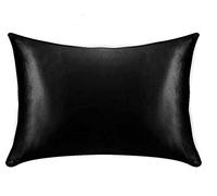 100% Mulberry Silk 19 Momme Charmeuse Silk Pillowcase With Silky Satin underside for Hair and Skinfor Hair and Skin 1pc 50 x 75 cm (Black)
