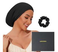100% Mulberry Silk Bonnet for Sleeping Women Men, Real Silk Lined Sleep Cap with Adjustable Strap, Hair Wrap Slouchy Beanie for Curly Hair