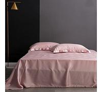100% Mulberry Silk Flat Sheet - Luxury Solid Color Bedding for King/Queen Size Soft Real Silk Bed Sheet Premium Home Textiles - Cherry Blossom Pink 240x250cm