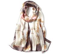 100% Mulberry Silk Long Scarf for Women Large Shawls for Headscarf and Neck- Oblong Hair Wraps with Gift Packed …, Chains-pink&gray, Large