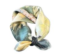 100% Mulberry Silk Neck Scarf - 21'' x 21'' Lightweight Neckerchief - Women Men Small Square Digital Printed Scarves, 088, S