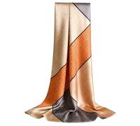 100% Mulberry Silk Oversized Women’s Sun-Shielding Shawl Formal Evening Neckwear Featherlight Airy, N18-indigo Bloom Scarf（69" X 21"inch）, 69×21inch
