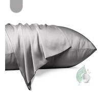 100% Mulberry Silk Pillowcase 2 Pack,Standard Size Silk Pillow Cases for Hair and Skin,Silky Smooth Bed Pillow Cover with Hidden Zipper,Natural Silk Pillow Case Set of 2 (Gray, Standard 20X26)