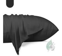 100% Mulberry Silk Pillowcase 2 Pack,Standard Size Silk Pillow Cases for Hair and Skin,Silky Smooth Bed Pillow Cover with Hidden Zipper,Natural Silk Pillow Case Set of 2 (Black, Standard 20X26)