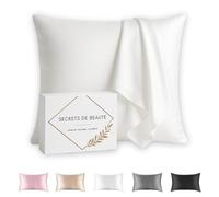 100% Mulberry Silk Pillowcase 22 Momme Premium Quality Grade 6A Chemical Free Organic Sensitive Skin, Afro, Curly, Greasy, Anti-Fall Gift, Natural White 65 x 65 cm