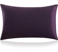 100% Mulberry Silk Pillowcase for Hair and Skin with Hidden Zipper Both Side 19 Momme Silk 600 Thread Count 1pc-Eggplant Purple_Queen 20"x30"