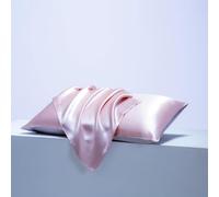 100% Mulberry Silk Pillowcase for Hair and Skin with Hidden Zipper Cotton Underside Standard Size 1pc - 19Momme (Pink, Standard(51X75CM))