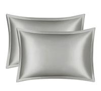 100% Mulberry Silk Pillowcase Set Queen Size 50.8 x 76.2 cm Light Gray Breathable Back Ideal for Hair & Skin Luxurious Softness 2 Pieces