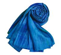 100% Mulberry Silk Scarf - Hand-Dyed Habotai Silk Shawl for Women, Lightweight & Luxurious, Pure Silk Scarf for Hair, Neck, or Gift, Made in Vietnam (Turquoise Blue & Green Ombre)