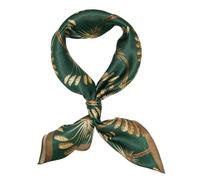 100% Mulberry Silk Scarf Lightweight Neck Scarf - 65x65cm - Digital Printed Small Square Wraps Pure Silk Scarves Natural Silk Neckerchief Headscarf Gift for Women Men (13 Green+Yellow)