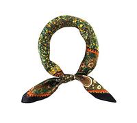 FONYVE 100% Mulberry Silk Scarfs for Women - Lightweight Square Satin Head Scarf - Small Silk Hair Scarf for Sleeping 21" x 21", 27 Big Tree Yellow, S
