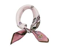 100% Mulberry Silk Scarfs for Women - Lightweight Square Satin Head Scarf - Small Silk Hair Scarf for Sleeping 21" x 21", 01 Flower Red, S