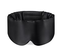 100% Mulberry Silk Sleep Mask Eye Mask for Man and Woman with Adjustable Headband, Full Size Large Sleep Mask & Blindfold for Total Blackout for All Night Sleep (Black)