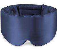 100% Mulberry Silk Sleep Mask, Large Size Eye Mask Face Hugging Padded Sleep Blindfold Silk Eye Cover with Adjustable Band for Total Blackout for All Night Travel Rest and Office (Navy Blue)