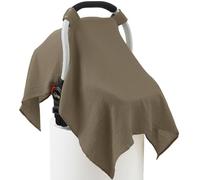 100% Muslin Cotton Car Seat Cover Baby, Carseat Canopy Cover, Universal Fit Stroller Covers for Boys and Girls (Coffee)
