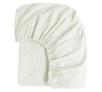 100% Muslin Cotton White Fitted Sheet King Only with 16" Elastic Deep Pocket, 1 Pack Soft Breathable Absorbent Gauze Double Fitted Bottom Sheet, Minimalist Fluffy Wrinkle Mattress Protector