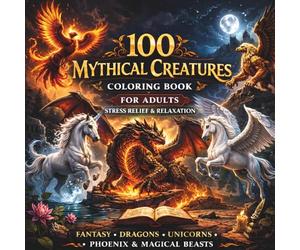 100 Mythical Creatures Coloring Book for Adults: Stress Relief & Relaxation: Fantasy Dragons, Unicorns, Phoenix & Magical Beasts | Intricate Designs for Mindfulness, Calm &Creativity