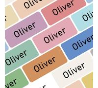 100 Name Labels for Clothes Kids, Waterproof Personalised Stickers Labels, Stick on Name Tags Labels for Clothes, Custom Stickers for Clothing, Water Bottles, School, Daycare, No-Iron (Colors)