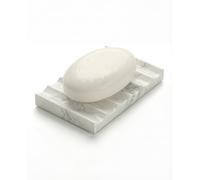 100% Natural Carrara Marble Soap Dish Holder, Stone Soap Tray with Self-Draining Grooves for Bathroom Sink, Shower, or Kitchen, Luxury Non-Ceramic Bar Soap Saver