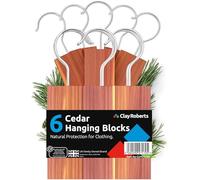 100% Natural Cedarwood Blocks for Wardrobe & Drawer - Chemical-Free Clothes Moth Repellent & Freshener, Pack of 6 Hanging Blocks - Wardrobe Storage Protection