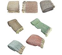 100% Natural Cotton Two Tone Honeycomb Waffle King Size 3 Seater Throws for Sofa Bedspread Settee Throw - Dark Blue Throw, Chair (127cms x 152cms)