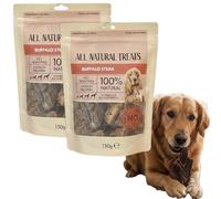 100% Natural Dog Treats | Chicken Feet, Pig Ear Strips,Buffalo Tripe Sticks, steak & Jerky | No Additives | High In Proteins | For All Dog Breeds (Pack Of 2) (Buffalo Steak Pack Of 2 X 200g)