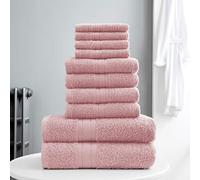 100% Natural Egyptian Cotton 10 Piece Towel Bale Set 500 GSM Super Soft Extra Absorbent Face Hand and Bath Towels Set (Blush Pink)