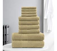 100% Natural Egyptian Cotton 10 Piece Towel Bale Set 500 GSM Super Soft Extra Absorbent Face Hand and Bath Towels Set (Mocha)