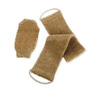 100% Natural Exfoliating Hemp Back Scrubber, Bath & Shower Body Brush Scrubber with Handle, Durable Machine Washable, Free Mitt