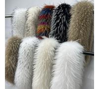 100% Natural Fur Collar for Coat Real Raccoon Fur Scarf Women Fashion Warm hood trim for Jackets Collar Female Hot Sale Shawls 80cmx18cm Navy blue