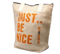 100% Natural Jute Hessian Shopping Bag ? 40 x 40 cm ? Effective Plastic Replacement ? Set of 4 Large Bags ? Just Be Nice Print ? Let's All Attend Plastic Progressive Replacement