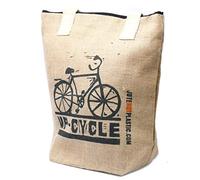 100% Natural Jute Shopping Bag ? 40 x 40 cm ? Effectively Replaces Plastic ? Pack of 4 Large Bags ? Assorted Colours ? Bicycle Print ? Let's All Attend Plastic Progressive Replacement