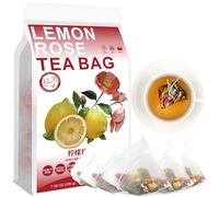 100% Natural Lemon Rose Tea Bag, 200g/7.05oz (4g*50bags) 柠檬玫瑰茶 Dandelion, Chrysanthemum, Rose, Zero Sugar, Caffeine-Free Flavored Delicious Beverage Herbal Tea